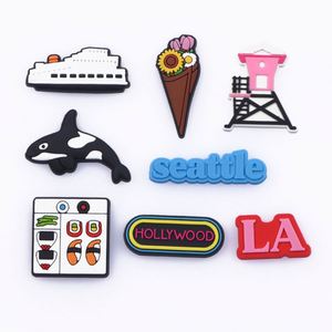 Breloques en PVC drapeau de Chicago, Illinois, avec boucle décorative pour sabots <span class=keywords><strong>femme</strong></span> - Vente en gros - Product Image 6