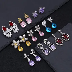 Blossom CS Jewelry High Quality Wholesale 925 Sterling Silver Luxury Gemstone Earrings Cubic Zirconia Earrings Women Jewelry