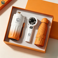 Produits Tendance : Coffret Cadeau d'Entreprise – Bouteille Isotherme, Parapluie et Éventail – Articles Promotionnels