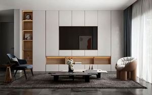 ตู้เก็บของทีวีไม้วีเนียร์ไม้วีเนียร์ดีไซน์ห้องนั่งเล่นทันสมัยแบบกำหนดเอง - Product Image 3