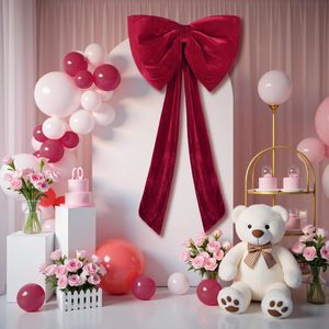 โบว์กำมะหยี่สีแดงขนาดใหญ่โรแมนติกสำหรับตกแต่งต้นคริสต์มาสเหมาะสำหรับตกเเต่งบ้านในห้องนั่งเล่นของขวัญที่สมบูรณ์แบบสำหรับเด็ก - Product Image 5