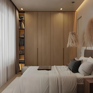 ตู้เสื้อผ้าแบบวอล์กอินเข้ามุมทำจากไม้ตู้เสื้อผ้าหรูหราน้ำหนักเบาออกแบบได้ตามต้องการ - Product Image 1