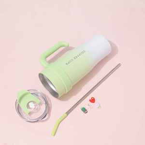 40oz Modern Stainless Steel <b>Large</b> Capacity Vacuum Insulated Straw Cup with Handle Leak-Proof - Product Image 6