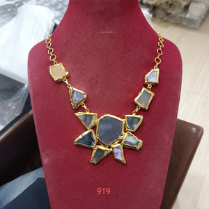 Collier de luxe en pierres précieuses Rawat Handicrafts, bijoux de fiançailles unisexe, agate, sertissage griffe bohème, cadeaux d'anniversaire, chaîne perlée - Product Image 1