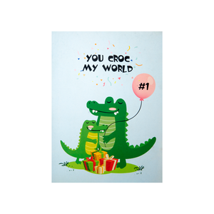 Carte d'anniversaire 3D pop-up Crocodile, adorable Alligator 'You Croc My World', carte de vœux en gros - Product Image 1