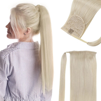 Vente en gros d'extensions de cheveux Remy indiennes brutes de 22 pouces enroulées autour du cordon de serrage Afro Kinky & Yaki Style queue de cheval droite