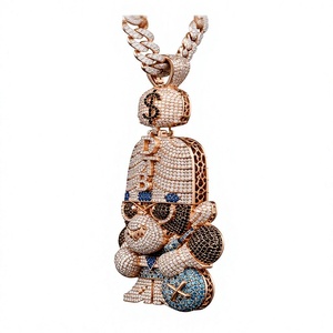 Colgante de Mono Chapado en Oro Rosa con Moissanita Plateada, Joyería Hip Hop, Regalo para Hombres y Mujeres - Product Image 2