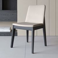 Chaises de salle à manger italiennes modernes, style nordique simple, pieds en bois massif, chaises de salle à manger décontractées avec dossier en cuir pour la maison, le salon, L046