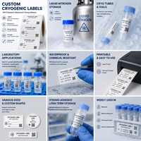 Étiquettes cryogéniques personnalisées -196 ° Étiquettes résistantes à l'azote liquide, autocollants adhésifs en PET imperméables pour flacons d'échantillons de laboratoire