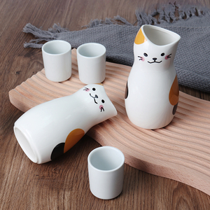 Tazze di bottiglia di vino di ceramica del regalo creativo di progettazione del gatto di stile giapponese su ordinazione che servono il Set di Sake della porcellana - Product Image 4