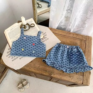 Sommer Baby Mädchen Kinder Jeans-Anzug Niedliches Ärmelloses Top mit Rock 2-teiliges Set Süße Kinderkleidung - Product Image 3