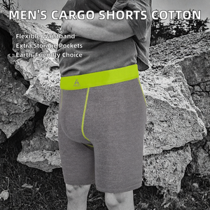 Shorts cargo décontractés pour hommes, longueur genou, écologiques, non tissés, coupe classique, haute qualité, noir, kaki, multi-poches, coton - Product Image 2