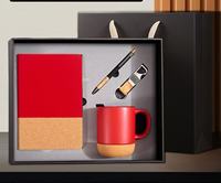 Coffret Cadeau d'Affaires de Luxe A5 en PU et Acier Inoxydable avec Impression Typographique, Tasses, Stylo, Porte-clés - Logo Personnalisable