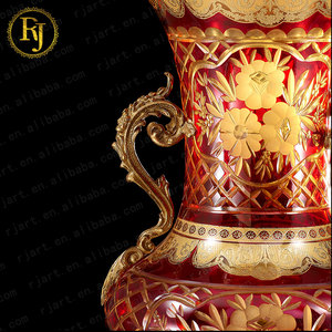 Dubai Thổ Nhĩ Kỳ Món Quà Hoàn Chỉnh Vàng Mô Hình Idishlar Chinni Posuda Glass Vase Rõ Ràng Pha Lê Flower Glass Lọ - Product Image 4