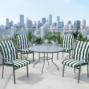 Leisure Outdoor Dining <b>Set</b> Steel <b>Table</b> 4 <b>Chairs</b> with Cushions Modern Design Non-Foldable for Park Exterior Use Outdoor Furniture - Product Image 1