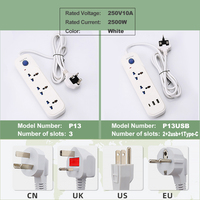 Prise de courant intelligente 3 voies, rallonge de 3 mètres, protection contre les surtensions, 3 prises, 10A, prise universelle blanche