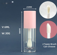 Applicateur de gloss cosmétique grand format, emballage de gloss à lèvres 6 ml, tubes de gloss rose, contenants de gloss vides, tube de gloss vide
