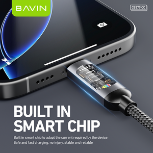 BAVIN CB377 CC 60W nylon tipo C teléfono móvil carga rápida transferencia de datos USB C <span class=keywords><strong>cable</strong></span> con LED - Product Image 3