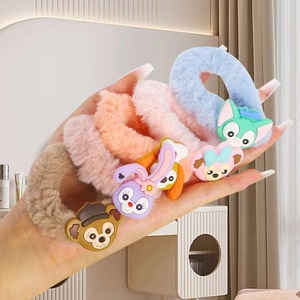Élastiques à cheveux en peluche de dessin animé mignons, en forme de nœud, en tissu, élastiques, pour femmes, usage quotidien, cinq couleurs assorties - Product Image 2