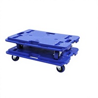 Chariot de logistique à plateau plat Haolun, empilable, silencieux, en plastique épaissi, à quatre roues, bleu, 60x40cm, modèle 13