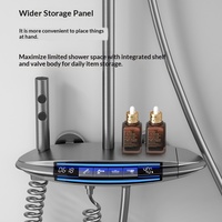 Ensemble de robinetterie de douche intelligent à LED avec éclairage d'ambiance, finition cuivre gris, pommeau de douche à jet doux et design luxueux