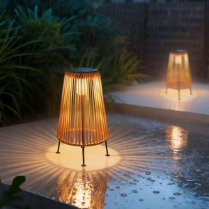 Lampes solaires en rotin pour jardin, éclairage extérieur pour terrasse, éclairage LED <span class=keywords><strong>solaire</strong></span> pour cour, lanterne LED étanche pour table - Product Image 4