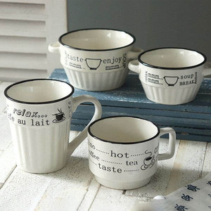 Tasses à café en céramique gaufrée en forme de V, grande capacité, écologiques, en porcelaine, pour cadeaux d'affaires, compatibles lave-vaisselle et micro-ondes, à prix abordable - Product Image 1