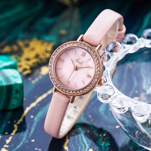 2025 montre à quartz étanche à diamants atmosphériques élégants ronds de grande valeur affaires en cuir simple or rose - Product Image 4