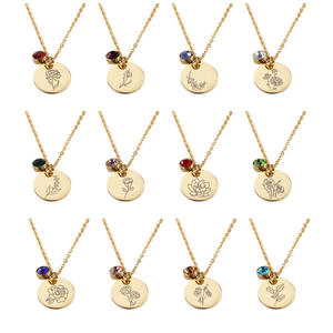 Minimalistische stijl ketting verguld roestvrij staal verjaardagsbloem met stenen bedel ketting DIY sieraden voor dames cadeau - Product Image 5