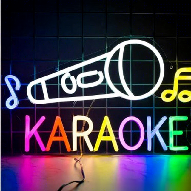 Multi-Color LED Neon Sign Karaoke Microphone Light Bar Club Party Wall Decor Personalized Custom Dimmable Neon Light 30.71x70cm