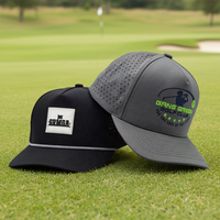 Casquette de golf 5 panneaux perforée au laser, casquette de sport avec patch personnalisé brodé, en nylon imperméable à séchage rapide, casquette de baseball