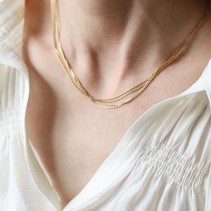 Party Elegant <b>Choker</b> 18k <b>Gold</b> Plated Stainless Steel PVD Waterproof Thread <b>Chain</b> Non Tarnish Silver 4 Layered Necklace for Women - Product Image 2