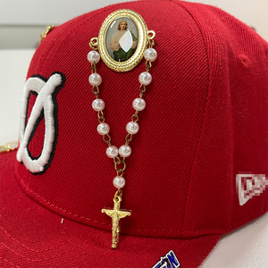Nouvelles épingles à chapeau mexicaines en gros, San <span class=keywords><strong>Judas</strong></span>, Madonna, Vierge Marie, épingles à chapeau en métal personnalisées, hip-hop, avec chaîne - Product Image 5