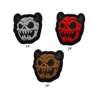 Mini 3*3 cm Evil Pumpkin Skull Face Pattern Transfer PVC New Style toppe impermeabili in gomma Stick On Bags abbigliamento cappelli camicie