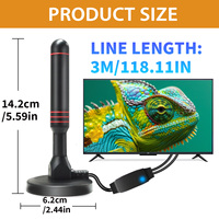 Antena de TV Digital DVB-T2 de Alto Rendimiento 4K 8K para Interiores, de Acero, con Amplificador de Largo Alcance y Canales Gratuitos a Nivel Mundial