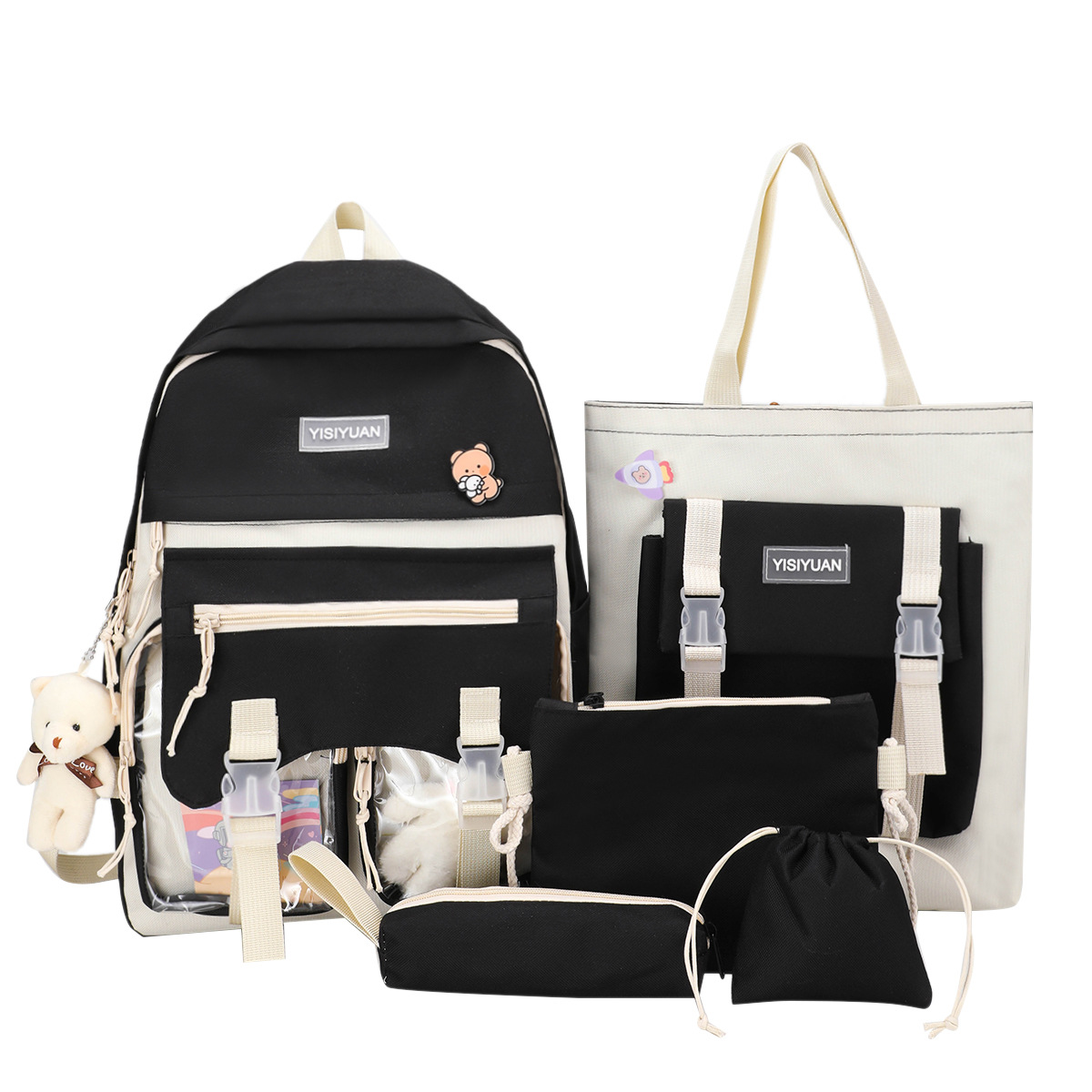 Повседневная дышащая школьная сумка для детей, уличный рюкзак, японский и Южнокорейский стиль, новый дизайн, мальчики и девочки, 5 предметов