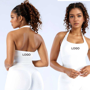 Soutien-gorge de yoga personnalisé pour femme, sans couture, en Spandex/Nylon, dos nu, col licou, gilet de sport sculptant, haut de sport - Product Image 1