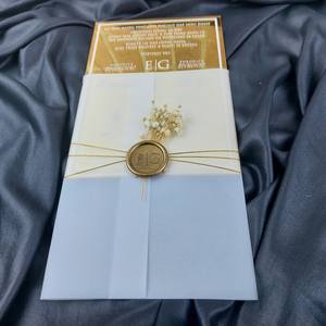 <span class=keywords><strong>Carte</strong></span> <span class=keywords><strong>d</strong></span>'<span class=keywords><strong>invitation</strong></span> de mariage en acrylique avec sceau de cire et fleur séchée pour Quinceanera - Product Image 3