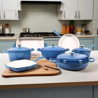 Batterie de Cuisine 7 Pièces en Fonte Émaillée - Moule à Pain Antiadhésif, Cocotte et Ustensiles de Cuisson pour Plaque de Cuisson