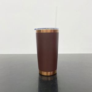 New Colored <b>Orange</b> Pink Brown Chocolate 20oz Powder Coated Copper Plated Underneath Tumbler Cup Mug with Magnetic <b>Slide</b> Lid - Product Image 3