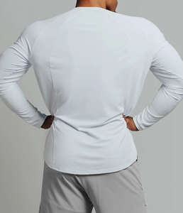 Herren Weiß GYM Langarm Fit Shirt Herren Silikon Running Gym Fitness Langarm T-Shirt Spandex Langarm Shirt für Herren - Product Image 6