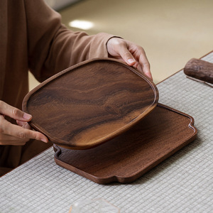Japanese Style Wooden Tray North American Black <b>Walnut</b> Solid Wood Rectangular Multi Purpose Tea <b>Coffee</b> Dessert Plate - Product Image 1