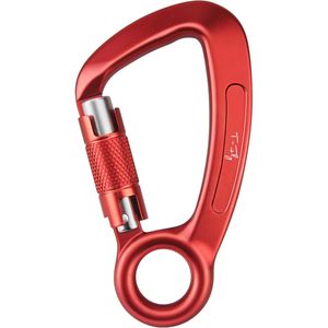 Mosquetón T-Fly con bloqueo automático 35KN rojo en forma de D para escalada en roca y rápel - Product Image 1