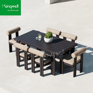 Modern <strong>6</strong> <strong>Seater</strong> Outdoor Aluminum Frame <strong>Garden</strong> Dining <strong>Table</strong> <strong>and</strong> <strong>Chairs</strong> Set <strong>Round</strong> Patio Dining Set for Courtyard Hotels - Product Image 3