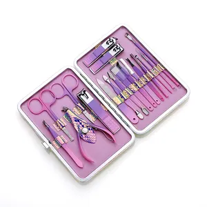 Conjunto de ferramentas de manicure, kit com 18 peças de cortador de unhas, totalmente funcional, ajuste de cuidados com as unhas