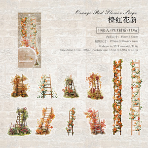Tangshi PET tinta blanca tira larga pegatina paquete una serie de estilo InS escalera de flores planificadores de mano para paisaje de bricolaje - Product Image 6