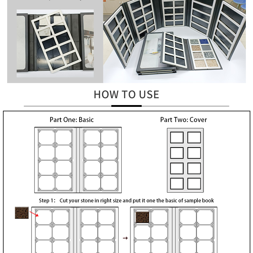 Plastic Display Books Factory Custom Panel Mosaic Marble Samples Folder Catalog Granite Quartz Stone Ceramics Tile Sample Book