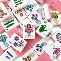 Ensemble de Mahjong en Acrylique Personnalisé de Luxe Rose et Blanc, Tuiles de Mahjong à Double Couche Haute Transparence, Mahjong Artistique Portable de Voyage