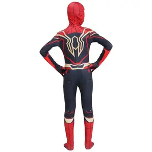 Halloween Spider-Man Jumpsuit With Zipper Sets And Headgear Superhero Performance Wear For TV Movie Costumes