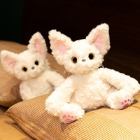 Peluche chat Devon Rex blanc moelleux avec fourrure de lapin douce, forme réaliste réglable, cadeau douillet et chaud pour les fans de chats et les jeunes filles